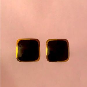 Vintage Black and Gold Chunky Square Earrings